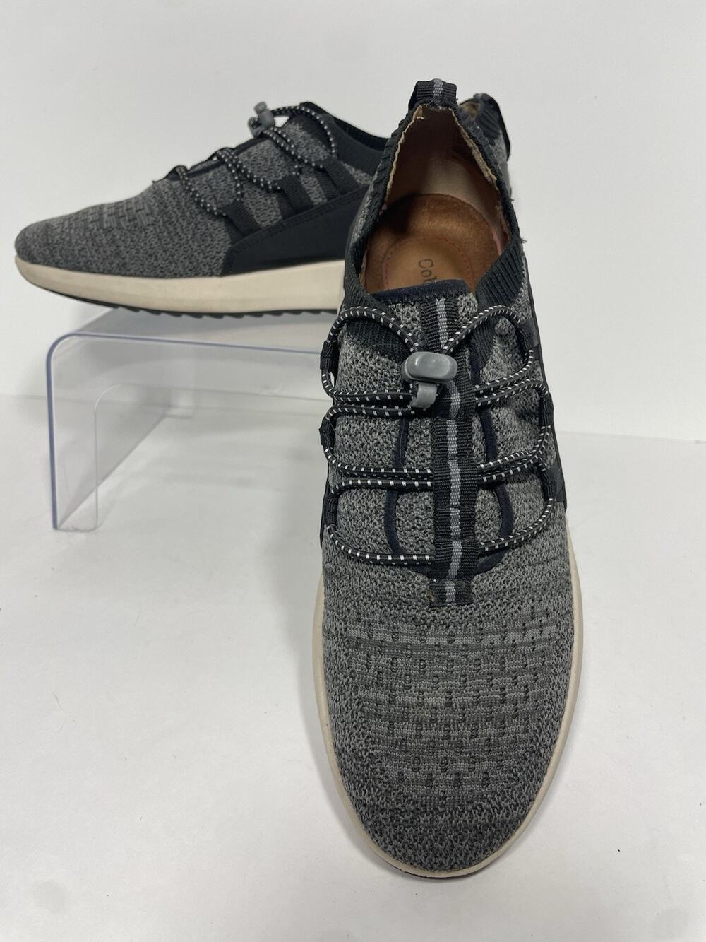 Cobb Hill Shoes Womens 9.5 Skylar Bungee Sneaker C17729 Gray w/ Black Comfort